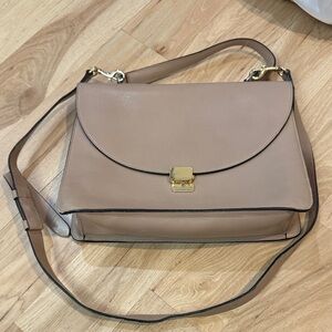 Cuyana Taupe Leather Shoulder Bag